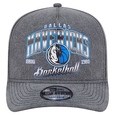 Men's New Era Charcoal Dallas Mavericks Throwback Washed Pre-Curved 9FIFTY Snapback Hat