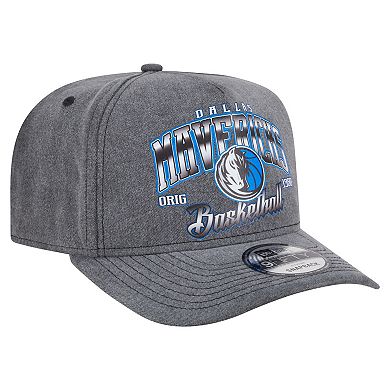 Men's New Era Charcoal Dallas Mavericks Throwback Washed Pre-Curved 9FIFTY Snapback Hat
