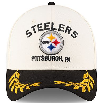 Men's New Era Cream/Black Pittsburgh Steelers 2025 NFL Draft 39THIRTY Flex Hat