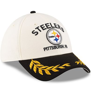 Men's New Era Cream/Black Pittsburgh Steelers 2025 NFL Draft 39THIRTY Flex Hat
