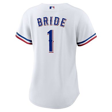Women's Nike White Texas Rangers #1 Bride Home Replica Jersey