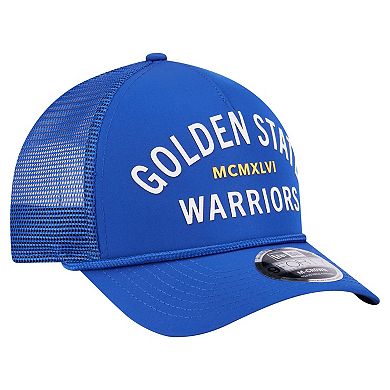 Men's New Era Royal Golden State Warriors Minimalist A-Frame 9FORTY Trucker Hat