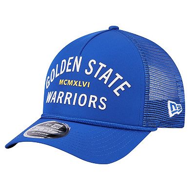 Men's New Era Royal Golden State Warriors Minimalist A-Frame 9FORTY Trucker Hat