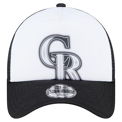 Toddler New Era White/Black Colorado Rockies Painted A-Frame 9FORTY Trucker Adjustable Hat