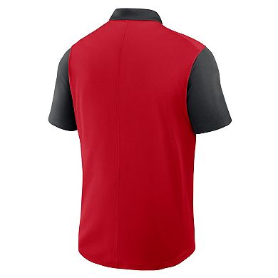 Men's Nike Red/Black Cincinnati Reds Cooperstown Collection Color-Block Victory Performance Polo