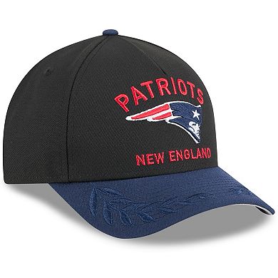 Men's New Era Black/Navy New England Patriots 2025 NFL Draft 9FORTY A-Frame M-Crown Adjustable Hat