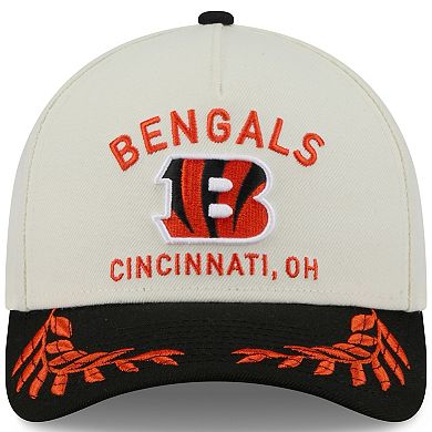 Men's New Era Cream/Black Cincinnati Bengals 2025 NFL Draft 9FORTY A-Frame M-Crown Adjustable Hat