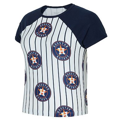 Women's Concepts Sport White Houston Astros Outbound Pinstripe Raglan T-Shirt