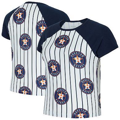 Women's Concepts Sport White Houston Astros Outbound Pinstripe Raglan T-Shirt