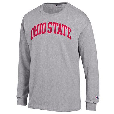 Men's Champion Heather Gray Ohio State Buckeyes Basic Arch Long Sleeve T-Shirt