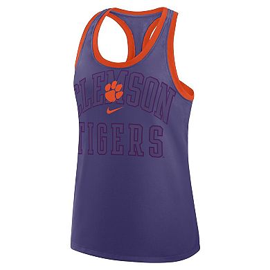 Women's Nike Purple Clemson Tigers Primetime Tri-Blend Racerback Tank Top