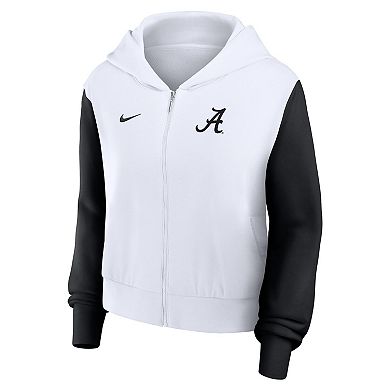 Women's Nike White Alabama Crimson Tide Beyond Capability Color Block Script Full-Zip Hoodie