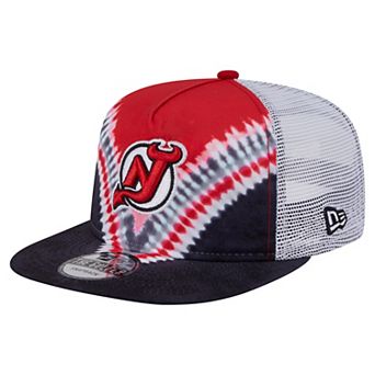 Men's New Era Black/Red New Jersey Devils Throwback V-Dye Adjustable Golfer Hat