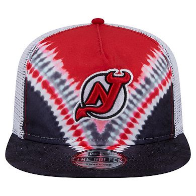Men's New Era Black/Red New Jersey Devils Throwback V-Dye Adjustable Golfer Hat