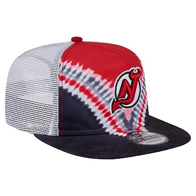 Men's New Era Black/Red New Jersey Devils Throwback V-Dye Adjustable Golfer Hat