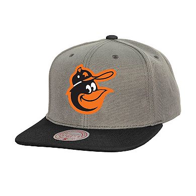 Men's Mitchell & Ness Gray Baltimore Orioles Cooperstown Collection Basic Flip Snapback Hat