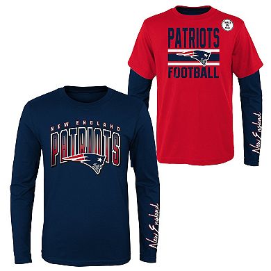 Preschool Navy/Red New England Patriots Fan Fave T-Shirt Combo Set