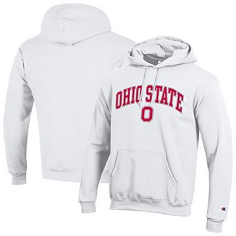 Men's Champion White Ohio State Buckeyes Arched Logo Fleece Pullover Hoodie