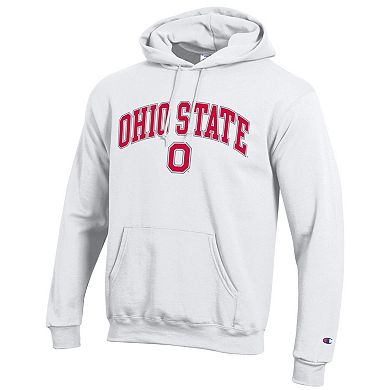 Men's Champion White Ohio State Buckeyes Arched Logo Fleece Pullover Hoodie