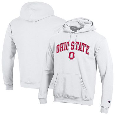 Men's Champion White Ohio State Buckeyes Arched Logo Fleece Pullover Hoodie