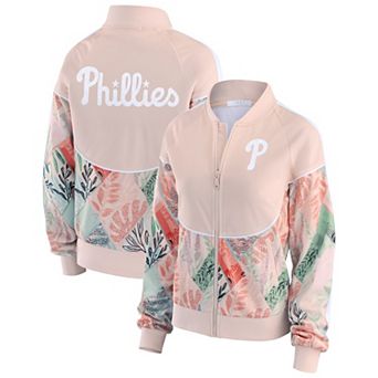Women's WEAR by Erin Andrews Sand Philadelphia Phillies Raglan Full-Zip Track Jacket