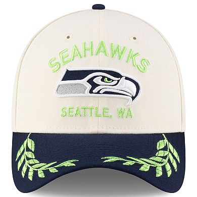 Men's New Era Cream/College Navy Seattle Seahawks 2025 NFL Draft 39THIRTY Flex Hat