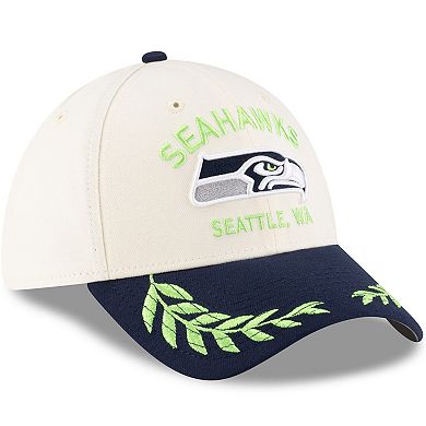 Men's New Era Cream/College Navy Seattle Seahawks 2025 NFL Draft 39THIRTY Flex Hat
