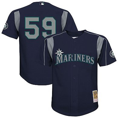 Youth Mitchell & Ness Felix Hernandez Navy Seattle Mariners Mesh Batting Practice Jersey
