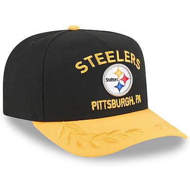 Men's New Era Black/Gold Pittsburgh Steelers 2025 NFL Draft A-Frame 9FIFTY Snapback Hat