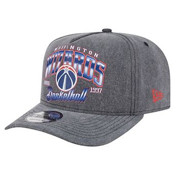Men's New Era Charcoal Washington Wizards Throwback Washed Pre-Curved 9FIFTY Snapback Hat