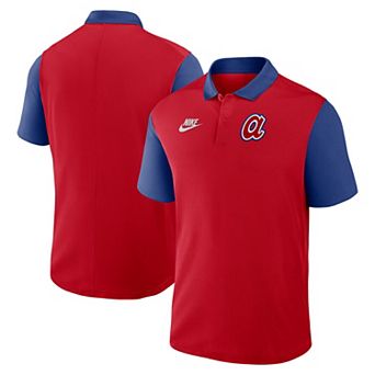 Men's Nike Red/Royal Atlanta Braves Cooperstown Collection Color-Block Victory Performance Polo