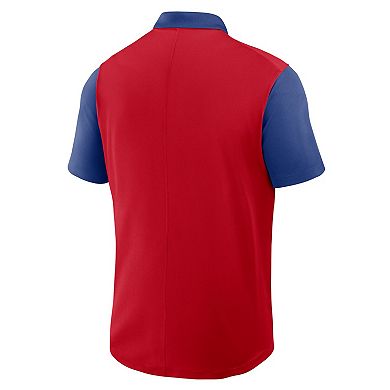 Men's Nike Red/Royal Atlanta Braves Cooperstown Collection Color-Block Victory Performance Polo