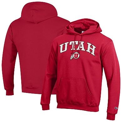 Men's Champion Scarlet Utah Utes Arched Logo Fleece Pullover Hoodie
