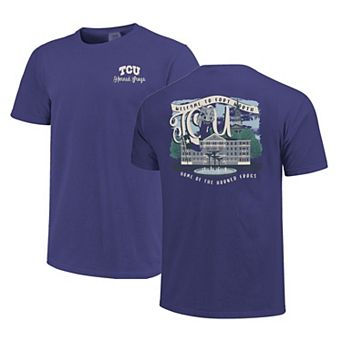 Women's Purple TCU Horned Frogs Comfort Colors Campus Scene Drawing Script T-Shirt