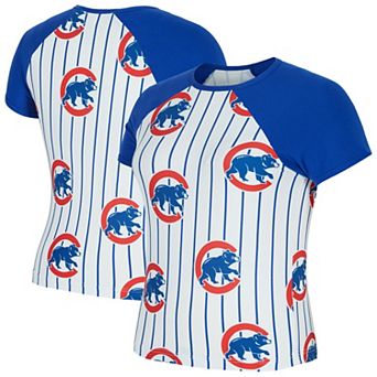 Women's Concepts Sport White Chicago Cubs Outbound Pinstripe Raglan T-Shirt