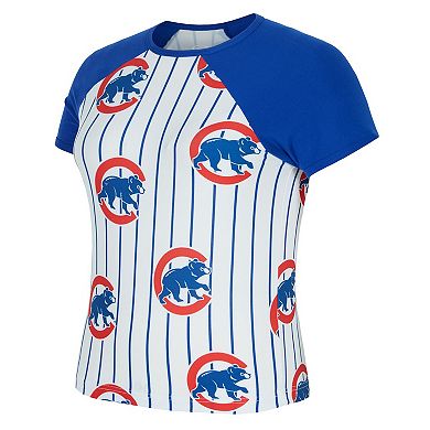 Women's Concepts Sport White Chicago Cubs Outbound Pinstripe Raglan Top