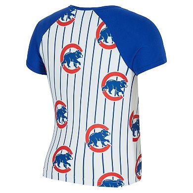 Women's Concepts Sport White Chicago Cubs Outbound Pinstripe Raglan Top