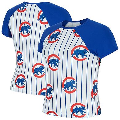 Women's Concepts Sport White Chicago Cubs Outbound Pinstripe Raglan Top