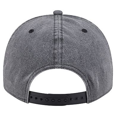 Men's New Era Charcoal Pittsburgh Penguins Throwback Washed A-Frame Pre-Curved 9FIFTY Snapback Hat