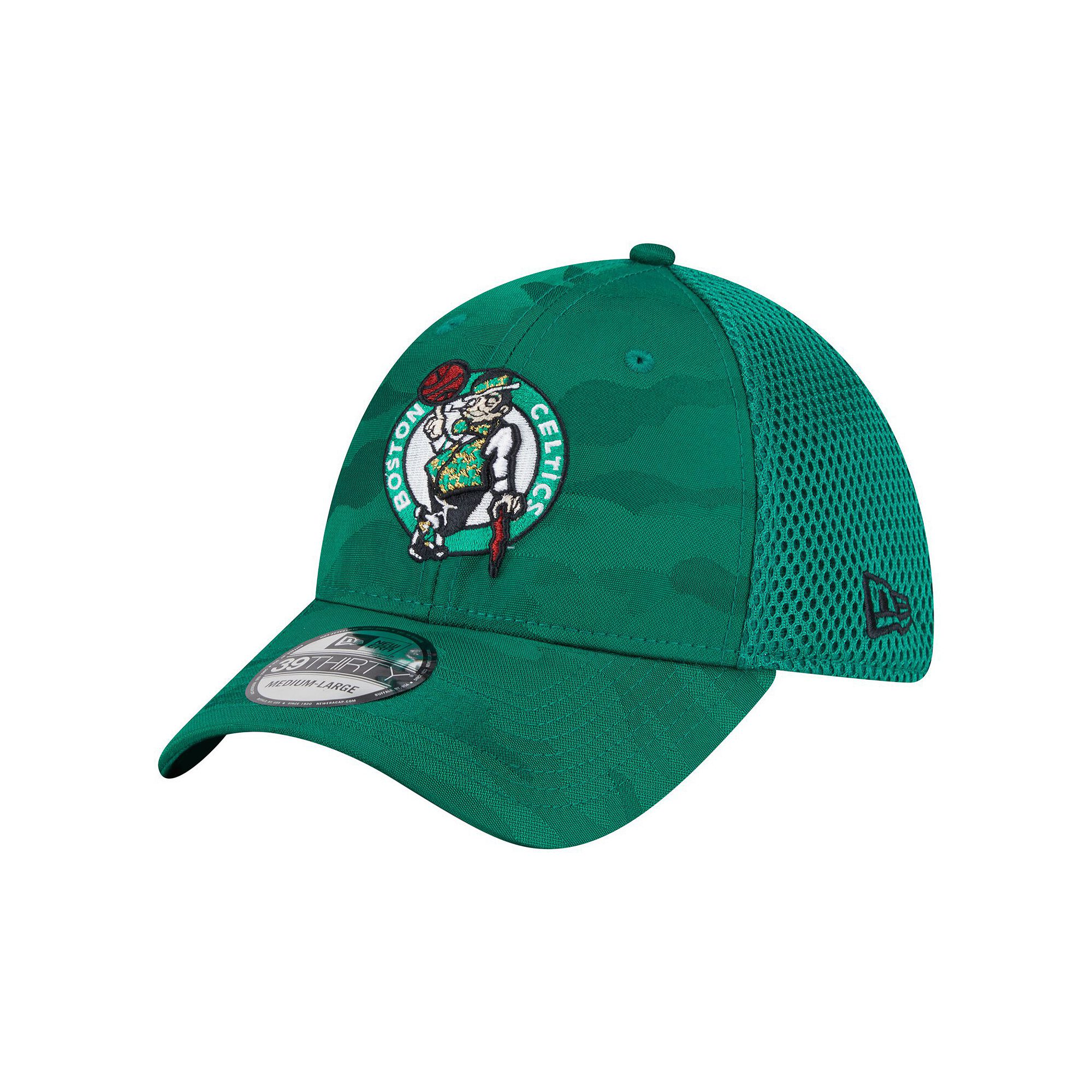 Mens New Era  Kelly Green Boston Celtics Subtle Camo 39THIRTY Flex Hat, Si