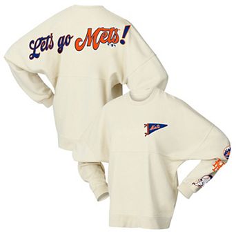 Women's Fanatics Tan New York Mets Pennant Flag Branded Fleece Pullover Sweatshirt