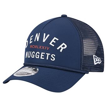 Men's New Era Navy Denver Nuggets Minimalist A-Frame 9FORTY Trucker Hat