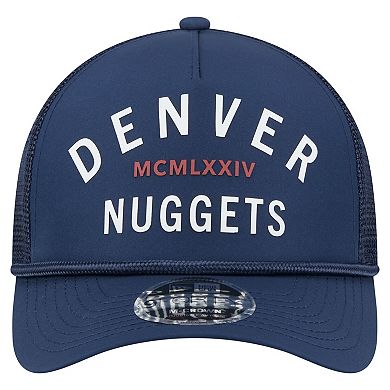 Men's New Era Navy Denver Nuggets Minimalist A-Frame 9FORTY Trucker Hat