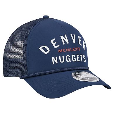 Men's New Era Navy Denver Nuggets Minimalist A-Frame 9FORTY Trucker Hat