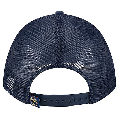 Men's New Era Navy Denver Nuggets Minimalist A-Frame 9FORTY Trucker Hat