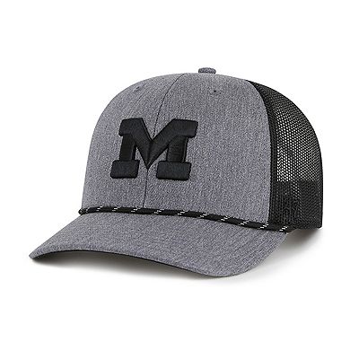 Men's '47 Gray Michigan Wolverines Carbon Rope Adjustable Hat