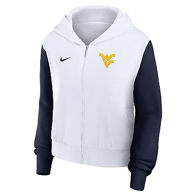Women's Nike White West Virginia Mountaineers Beyond Capability Color Block Script Full-Zip Hoodie