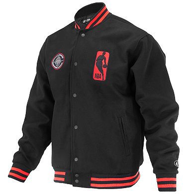 Unisex FISLL Black LA Clippers Logoman Shadow Collection Full-Snap Varsity Jacket