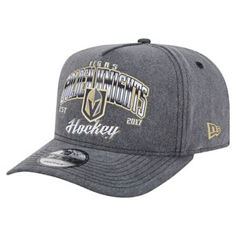 Men's New Era Charcoal Vegas Golden Knights Throwback Washed A-Frame Pre-Curved 9FIFTY Snapback Hat