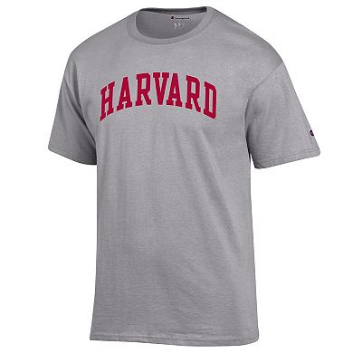 Men's Champion Heather Gray Harvard Crimson Basic Arch T-Shirt